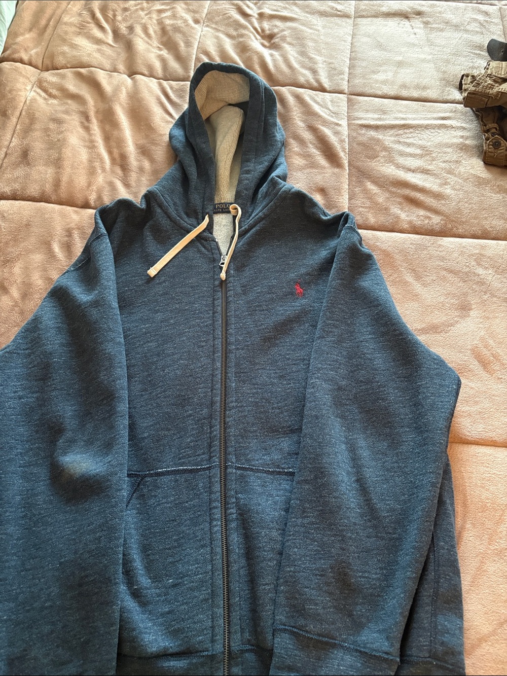 Polo by Ralph Lauren Navy Blue Zip-Up Hoodie with Red Pony